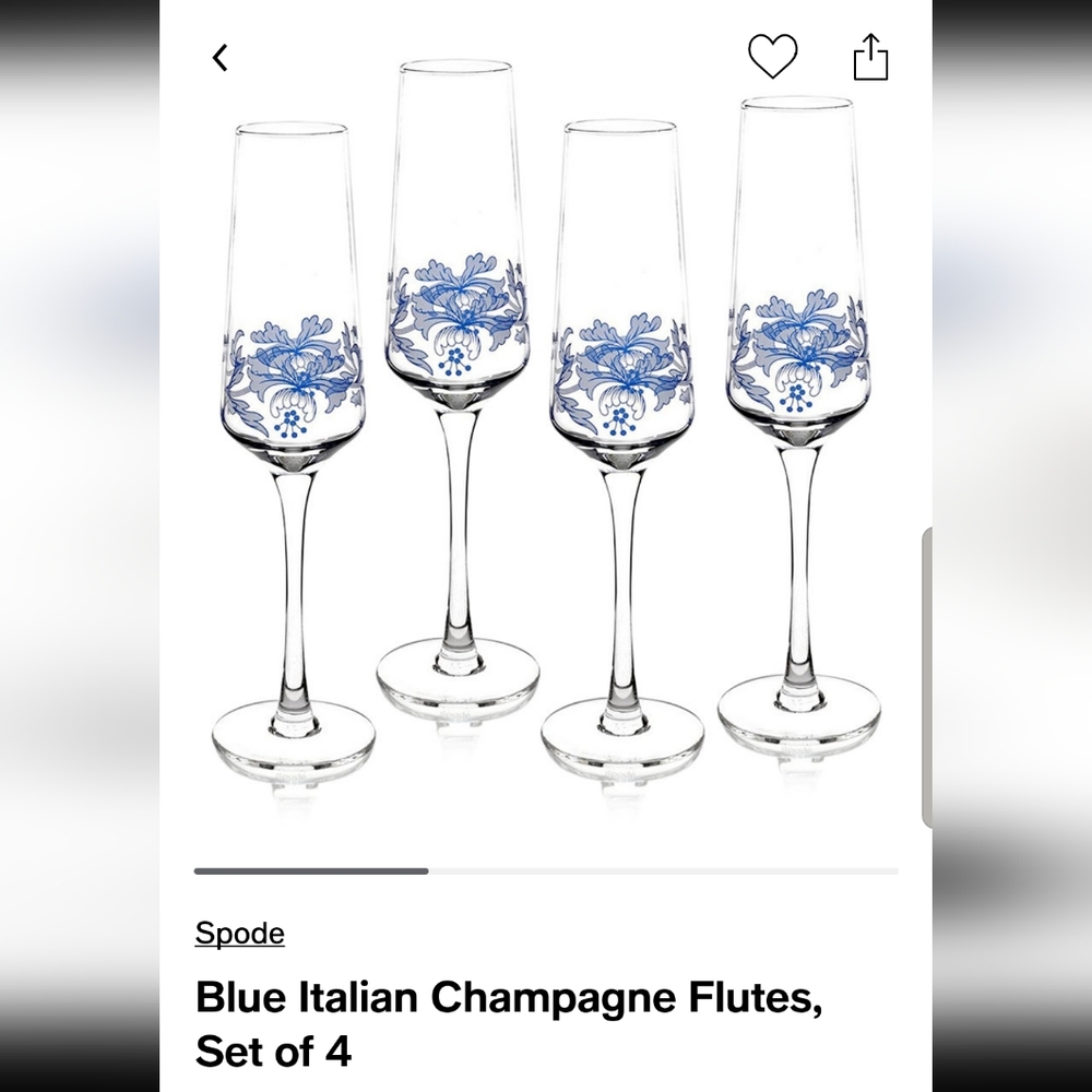 Blue Italian Champagne Flutes